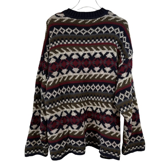 VTG Abercrombie & Fitch THE BIG SWEATER Men Large Fair Isle Knit Sweater Cotton - Picture 4 of 7